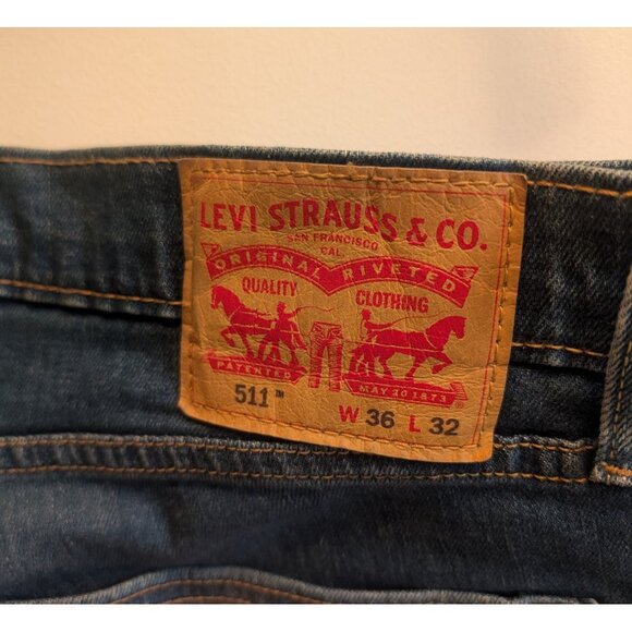 Levi's Men's 511 Slim Fit Jeans, Dark Blue, W 36 x L 32. VGC - Picture 3 of 9